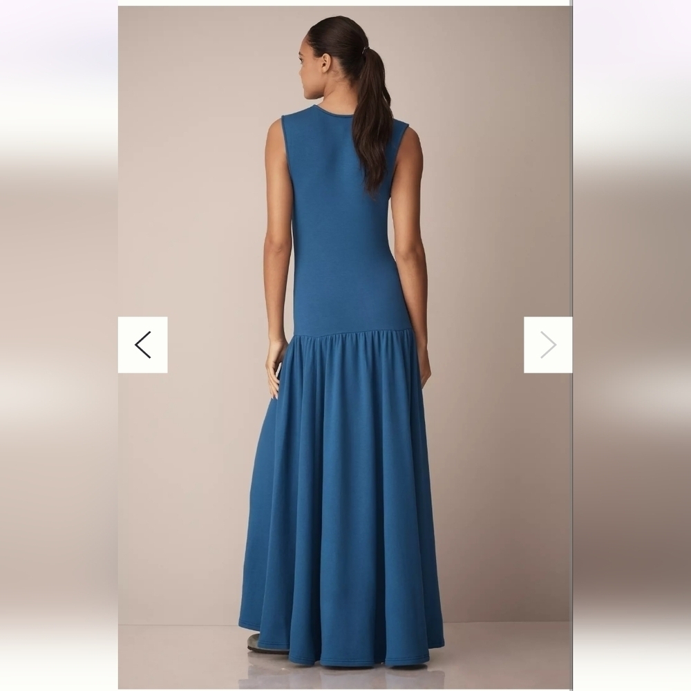 Anthropologie Sleeveless Sapphire Maxi Dress with Side Slit - Picture 2 of 9